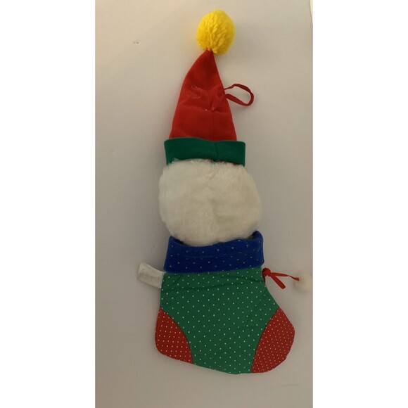 Vintage Christmas Stocking Duck Santa Hat Well Made Toy Happiness Aid 1980s - Picture 7 of 12